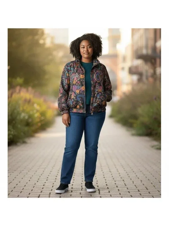 Vtg Pierre Cardin Womens Jacket Large Multicolor Paisley Elastic Hem Cuffs Zippe - Picture 2 of 16